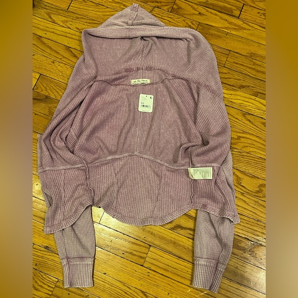 NEW FREE PEOPLE We The Free Cherry Girls Night Thermal Hoodie Sweater Pink XS - Picture 4 of 14